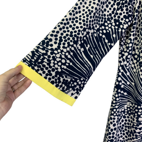 ELIZA J Navy Blue & Yellow Abstract Geometric‎ Print Shift Dress - Picture 7 of 11